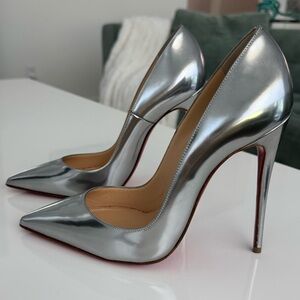 Christian Louboutin So Kate 120 mm heels metallic silver pointed toe size 37